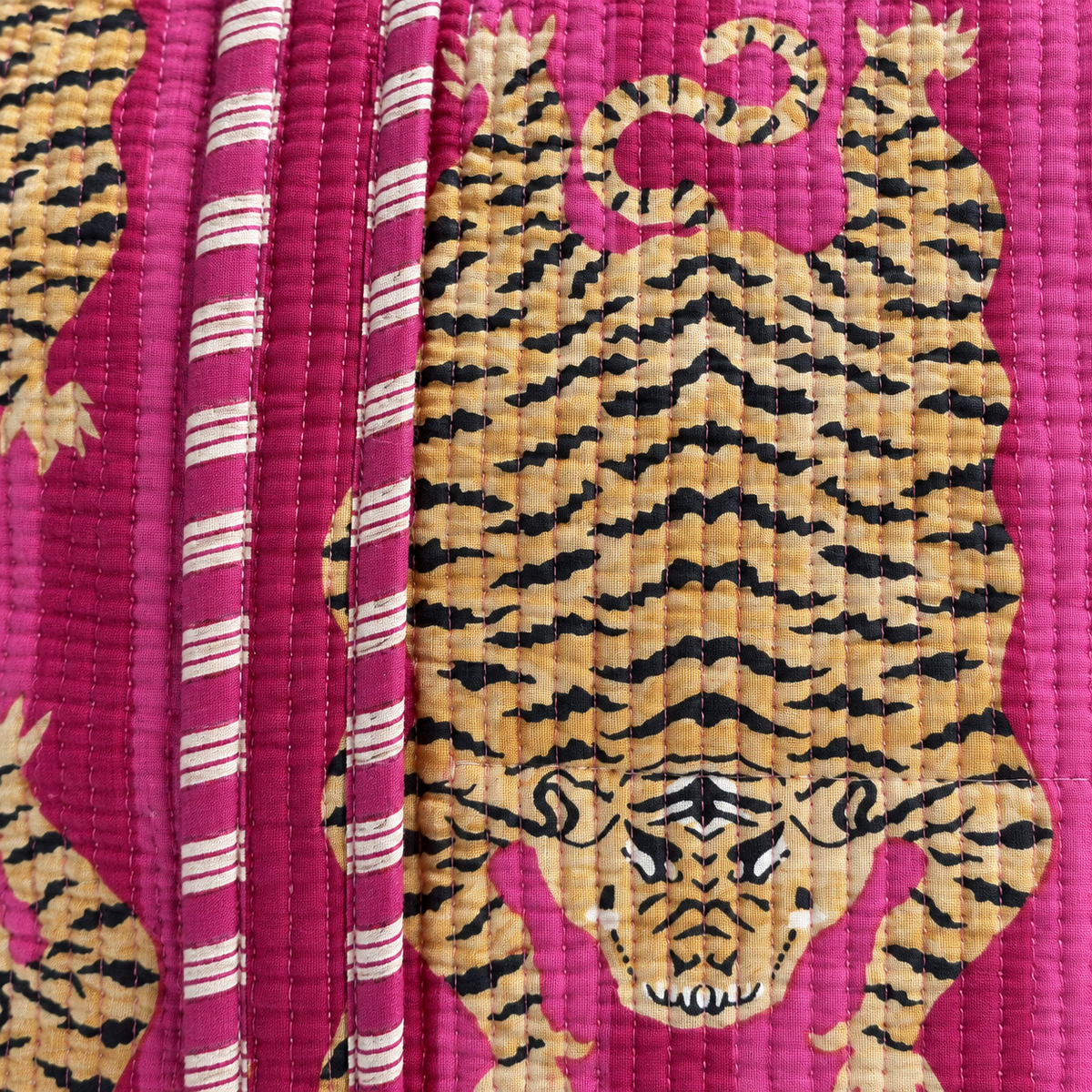 Pink Tiger Quilted Tote Bag