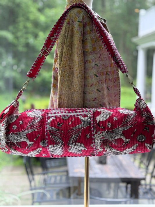 Block Print Yoga Mat Bag | Crimson Tropic