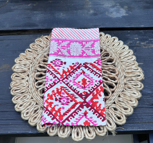 Hand Block Print Table Napkins | Pink Marwar