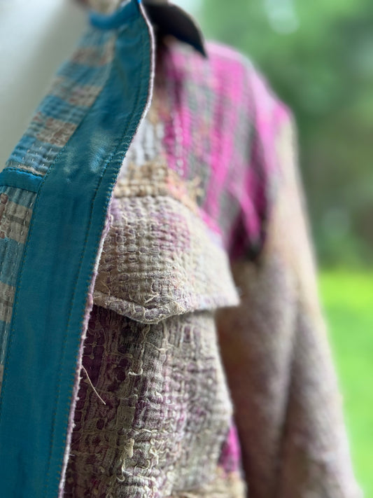 Kantha Trucker Jacket | Worn Teal