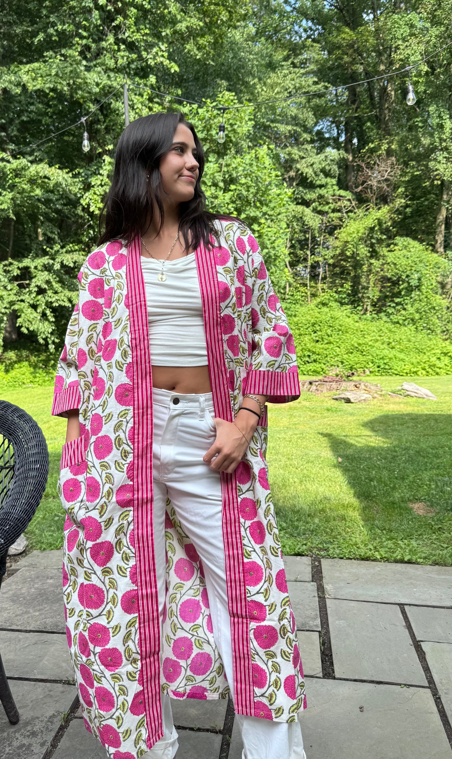 Hand-Block Print Robe | Dahlia