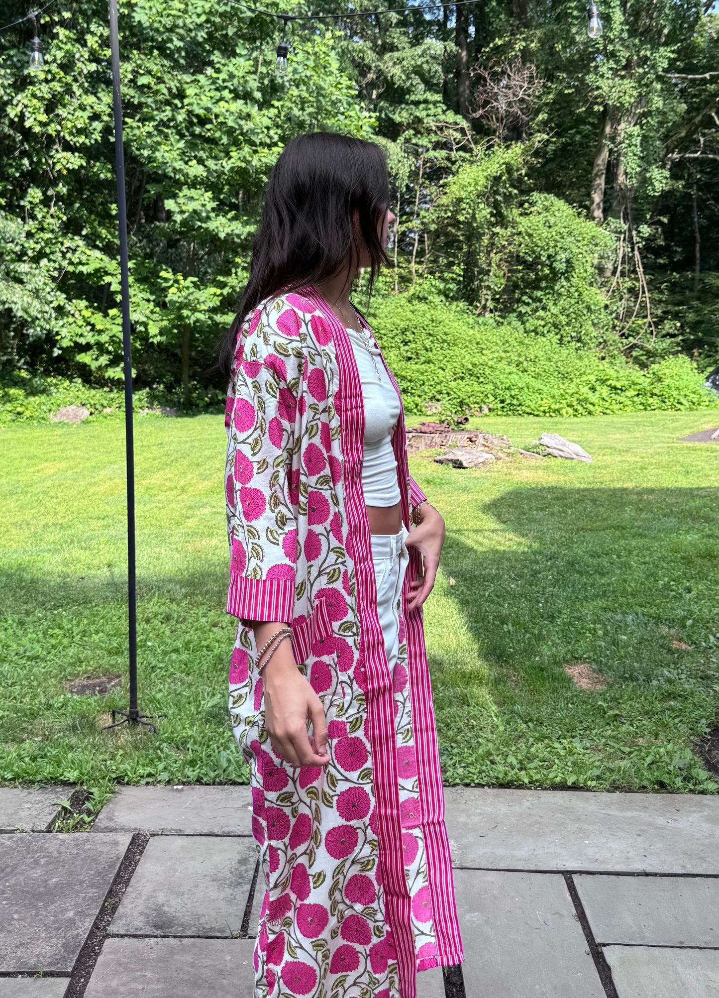 Hand-Block Print Robe | Dahlia