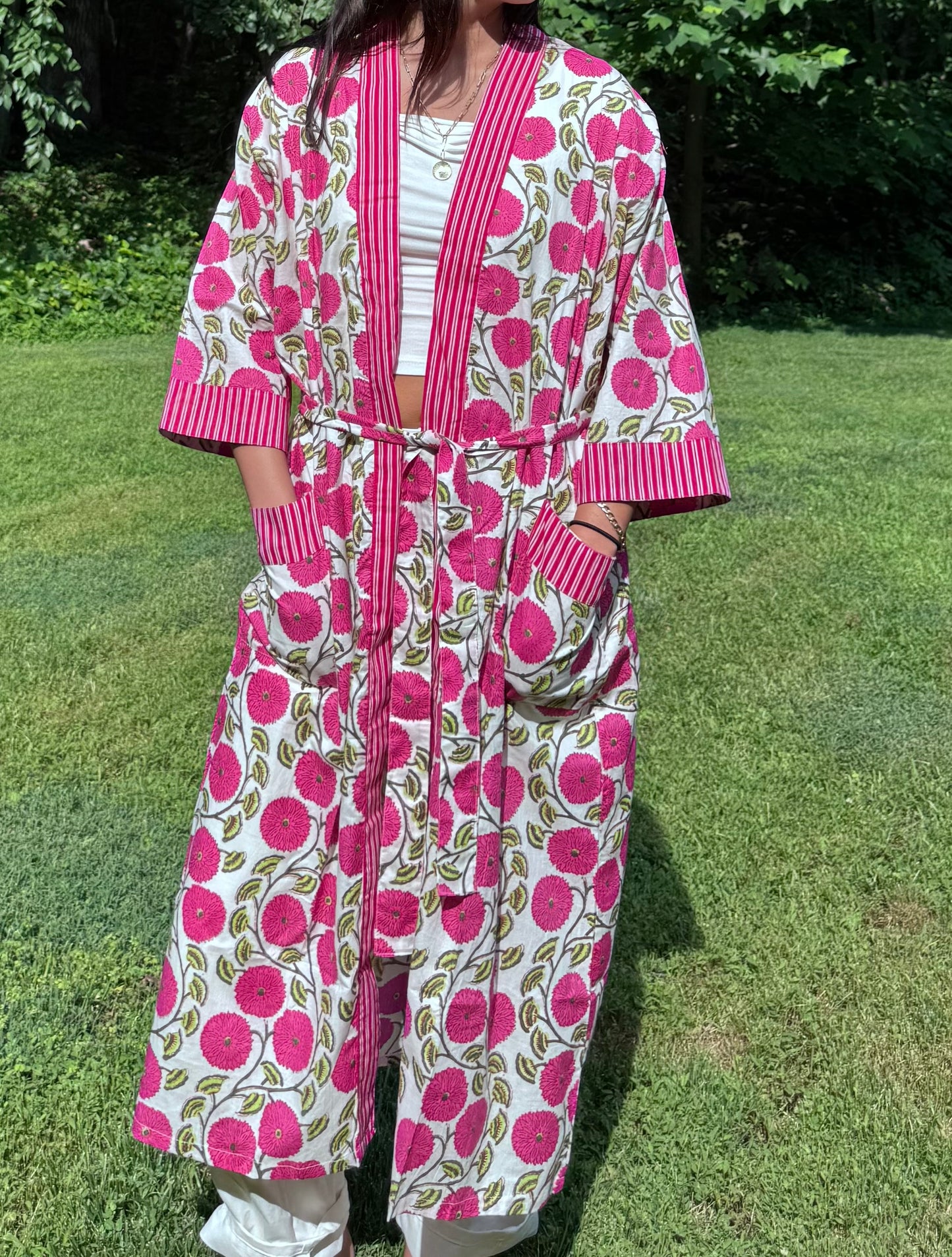 Hand-Block Print Robe | Dahlia