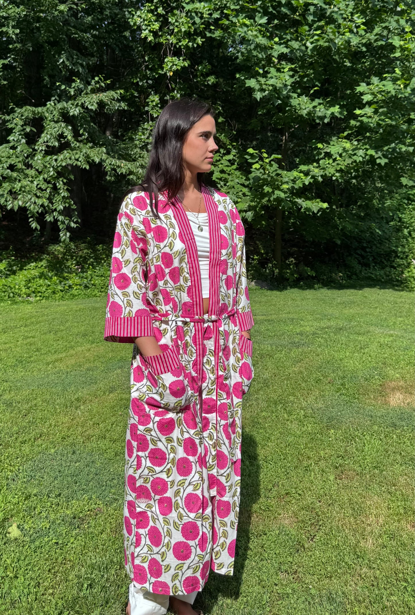 Hand-Block Print Robe | Dahlia