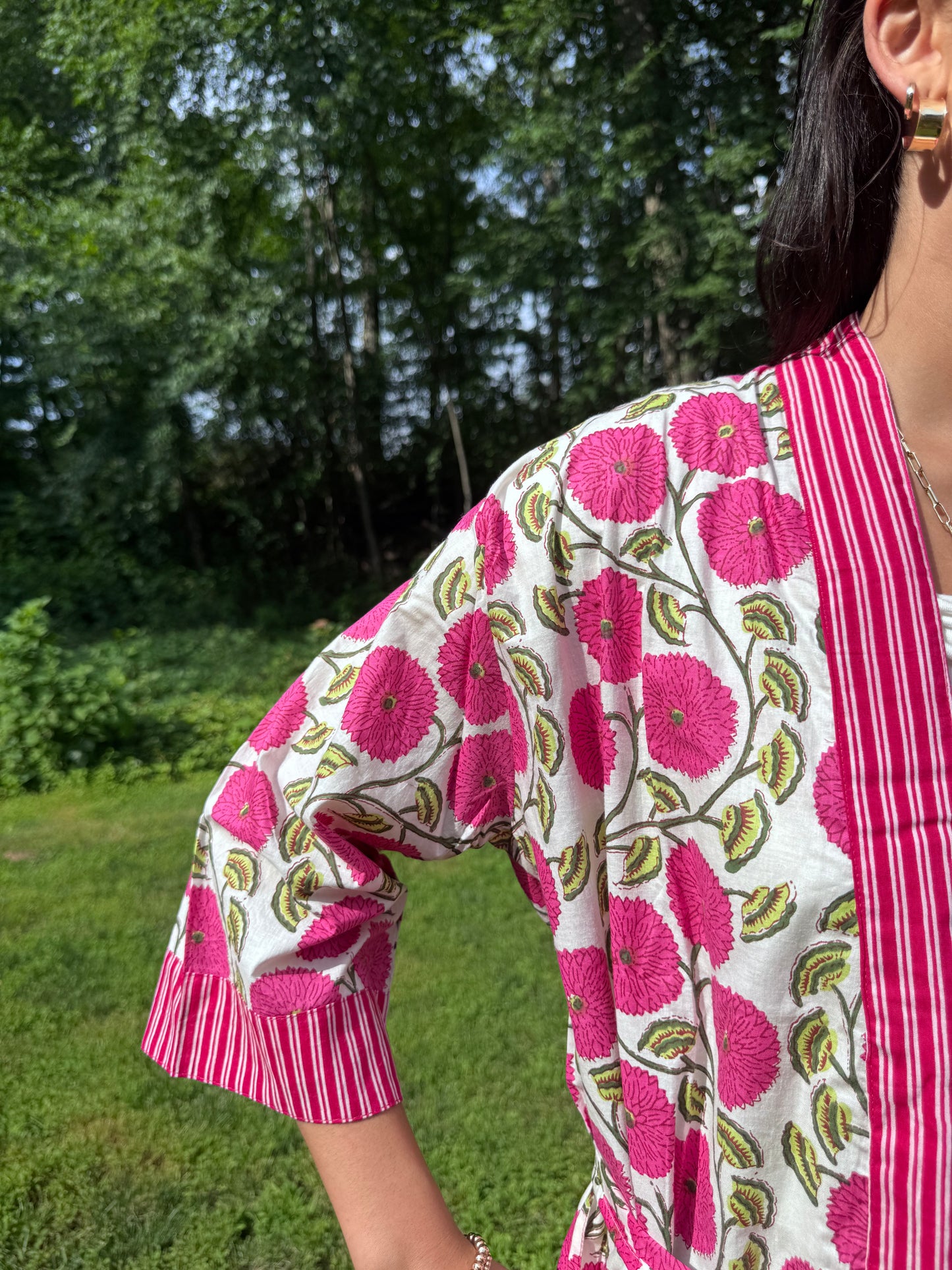 Hand-Block Print Robe | Dahlia