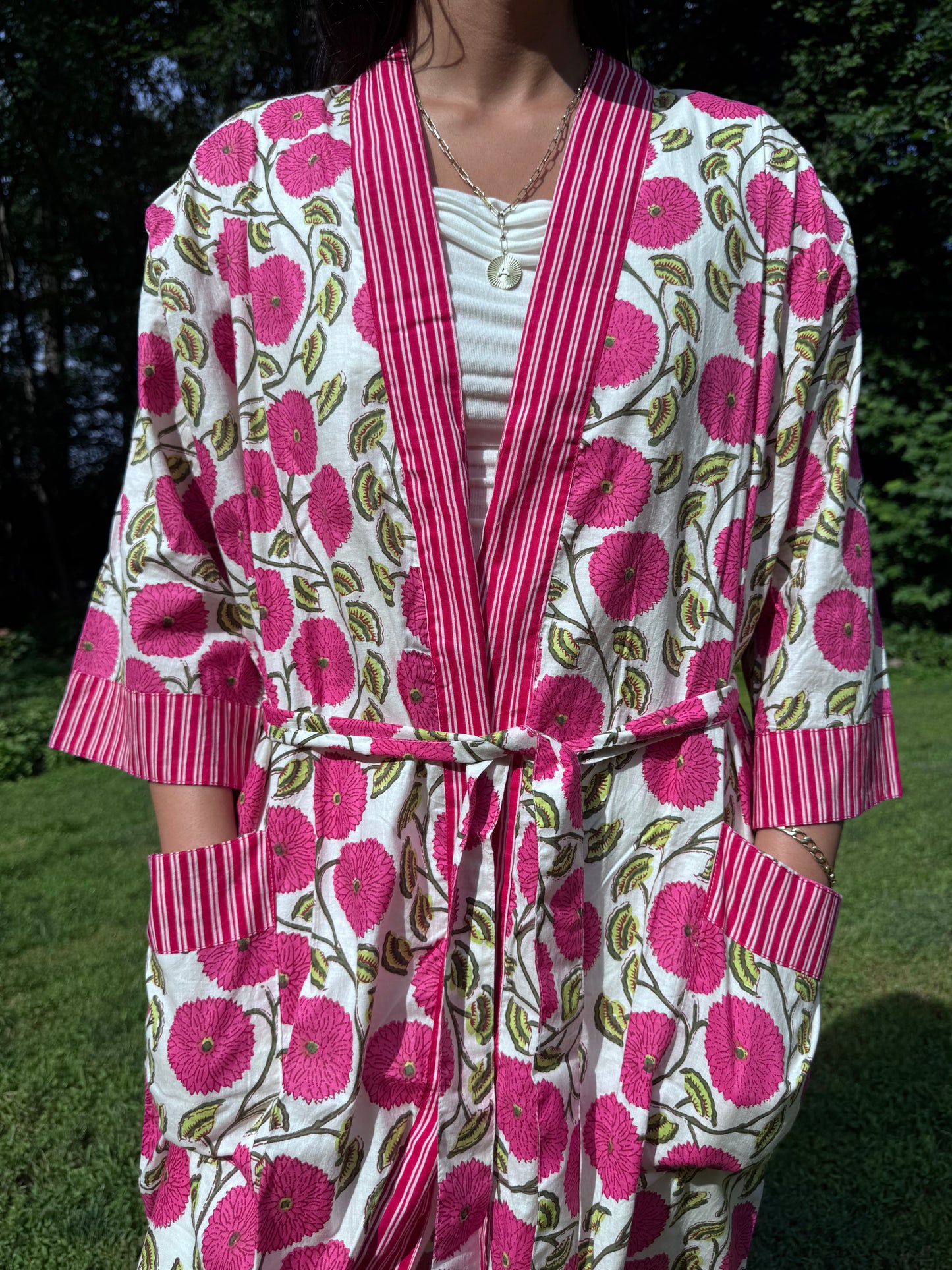 Hand-Block Print Robe | Dahlia