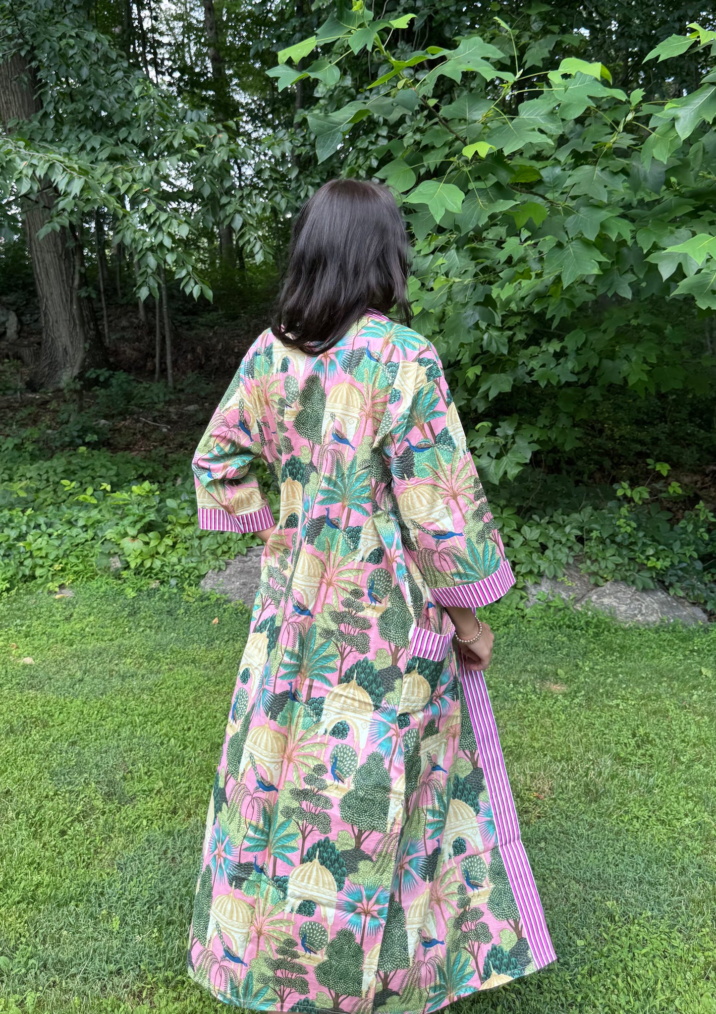 Hand-Block Print Robe | Sunrise Jungle