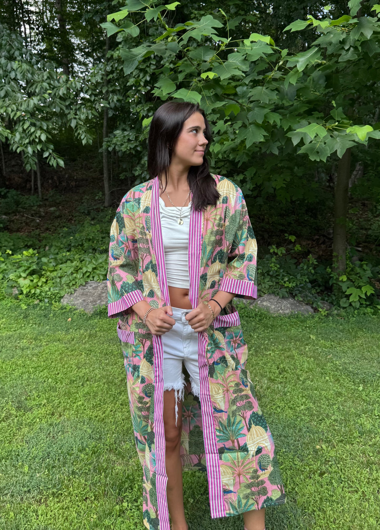 Hand-Block Print Robe | Sunrise Jungle
