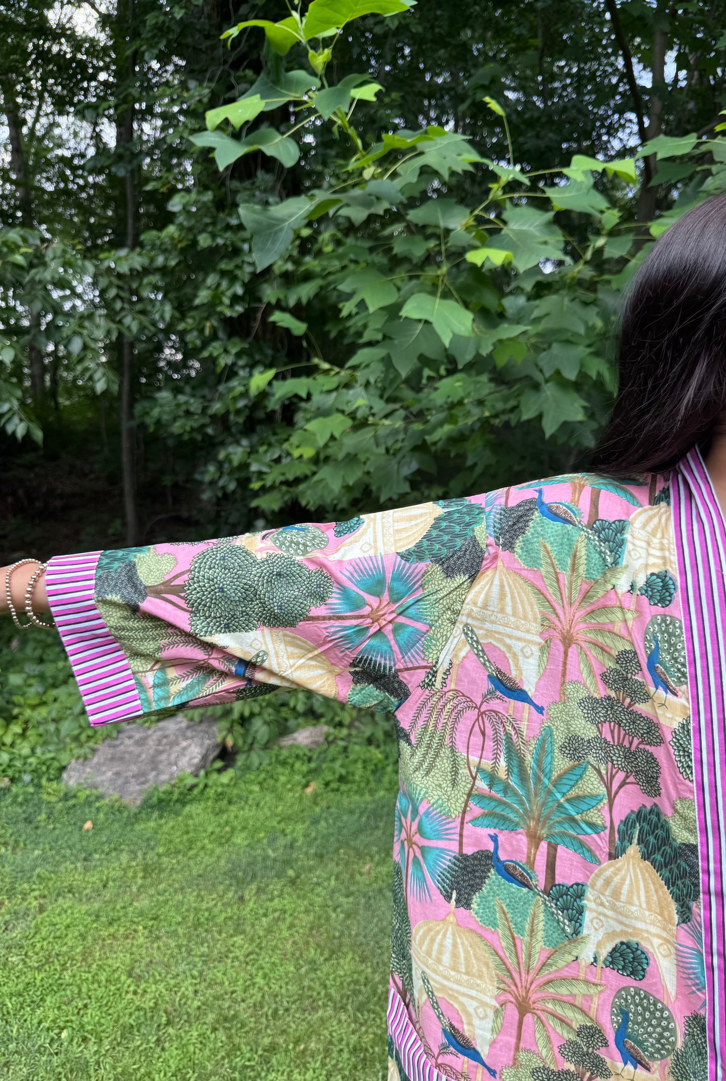 Hand-Block Print Robe | Sunrise Jungle
