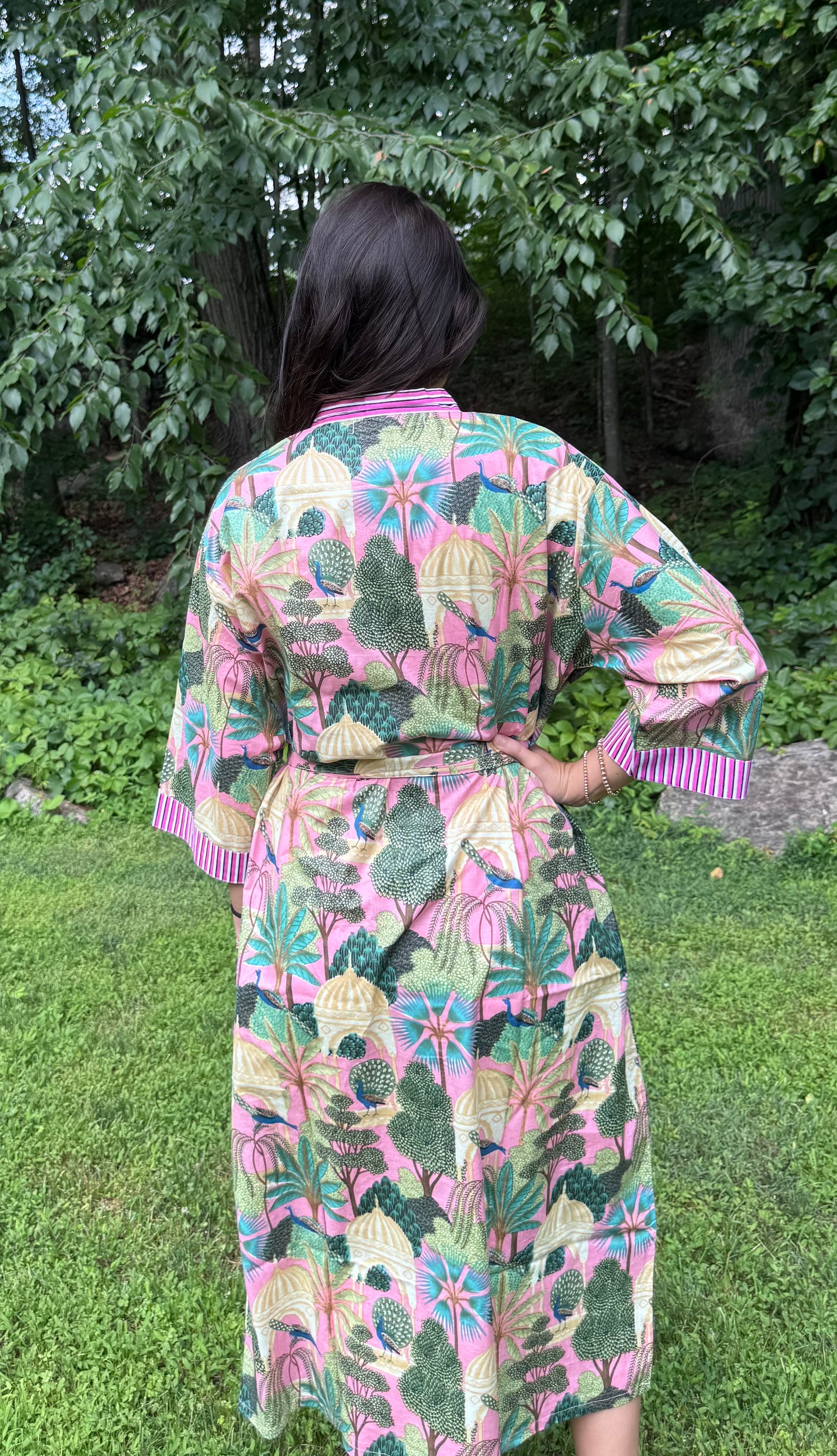 Hand-Block Print Robe | Sunrise Jungle