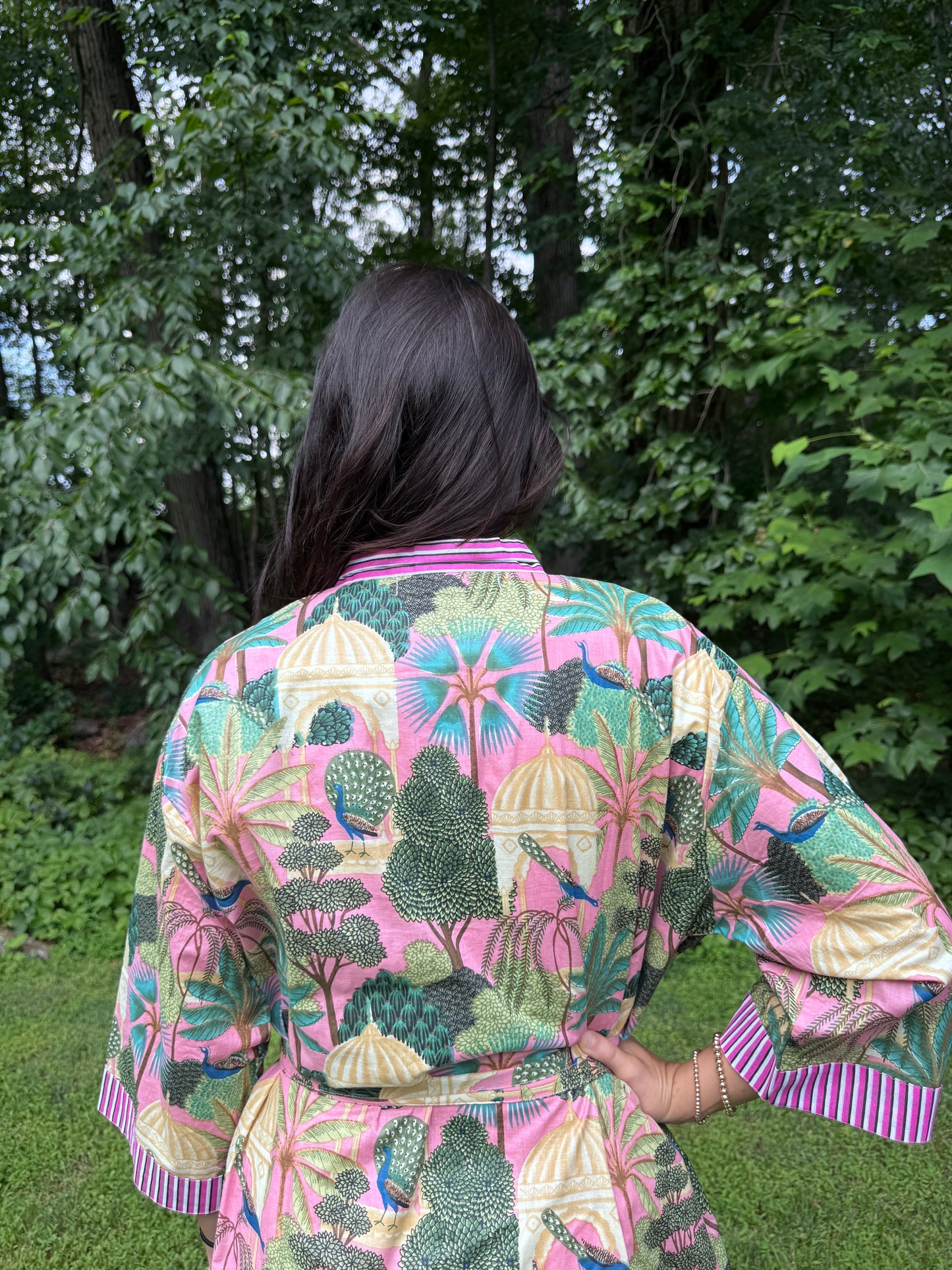 Hand-Block Print Robe | Sunrise Jungle