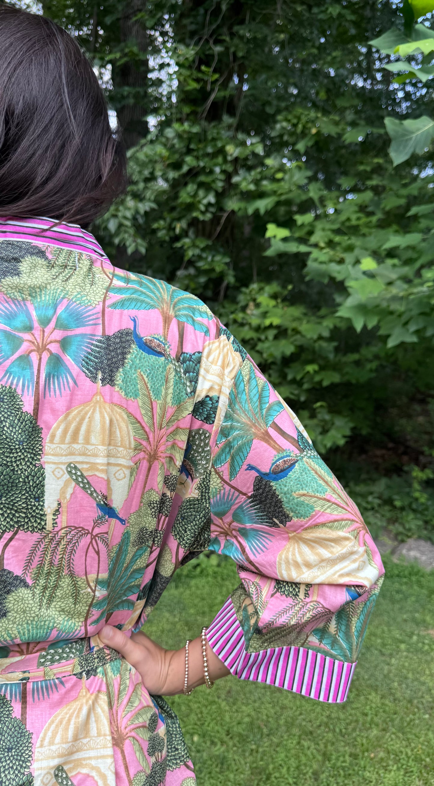 Hand-Block Print Robe | Sunrise Jungle