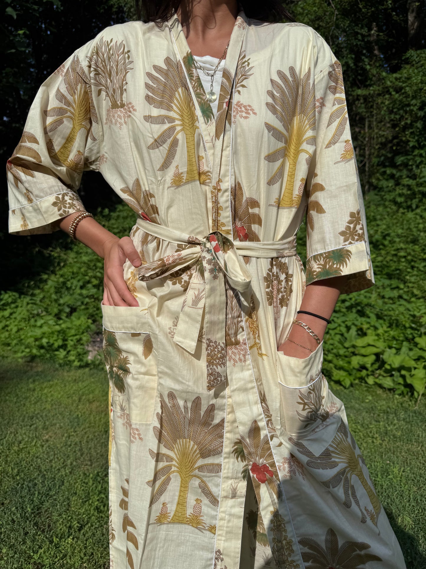 Hand-Block Print Robe | Autumn
