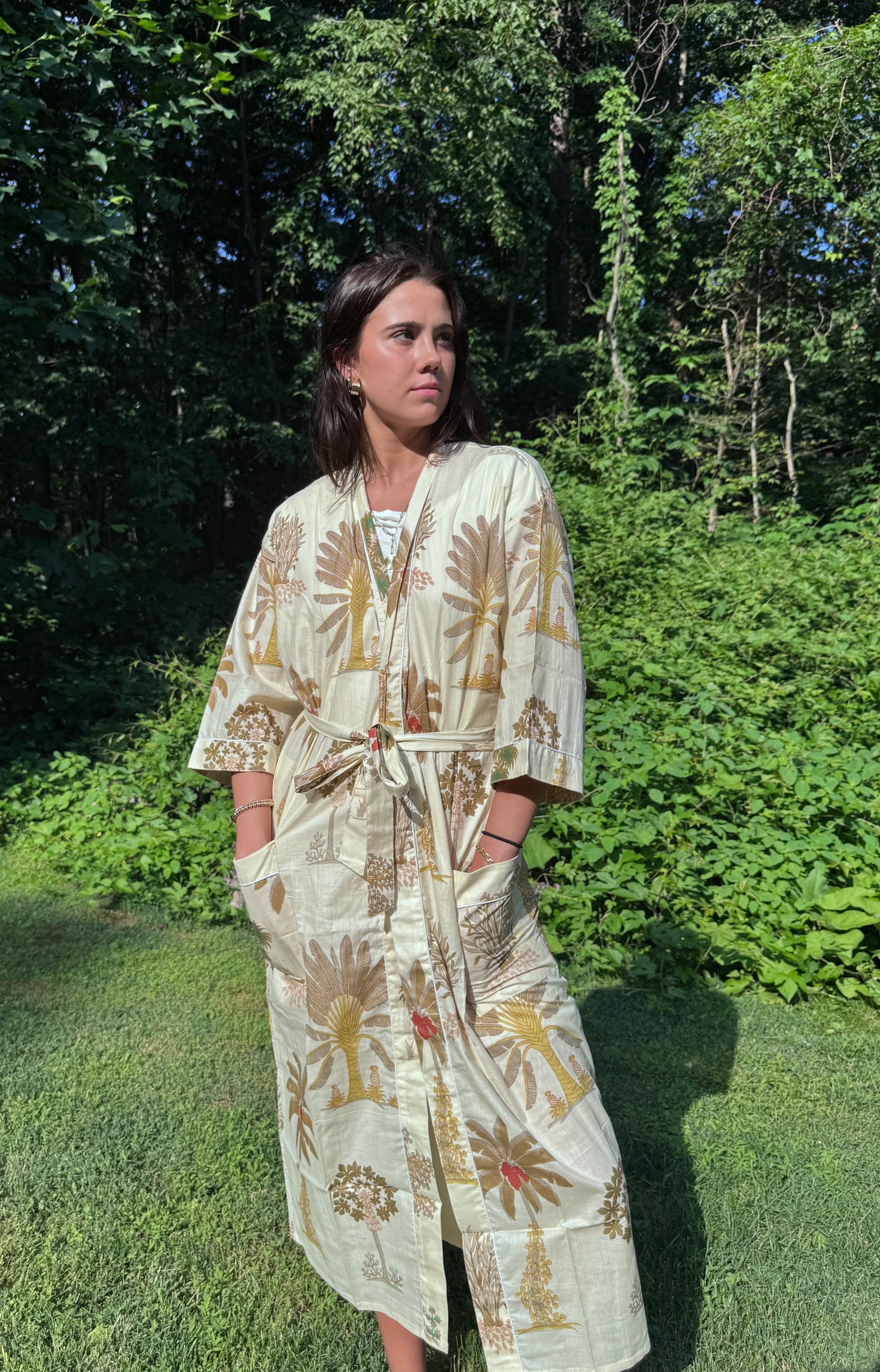 Hand-Block Print Robe | Autumn
