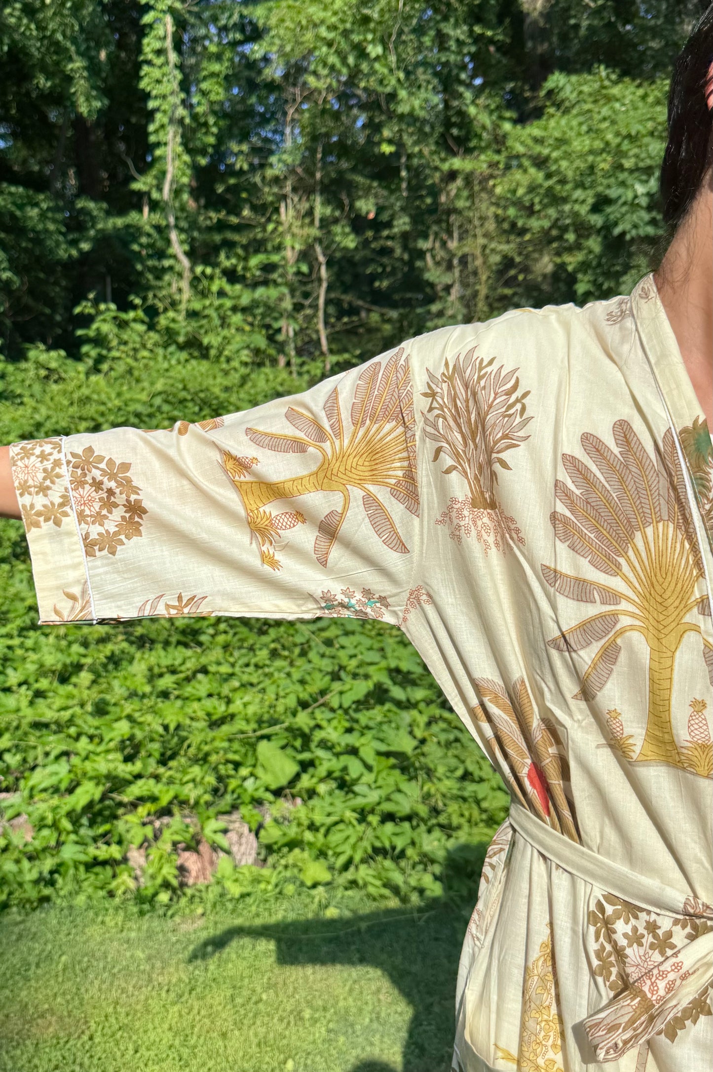 Hand-Block Print Robe | Autumn