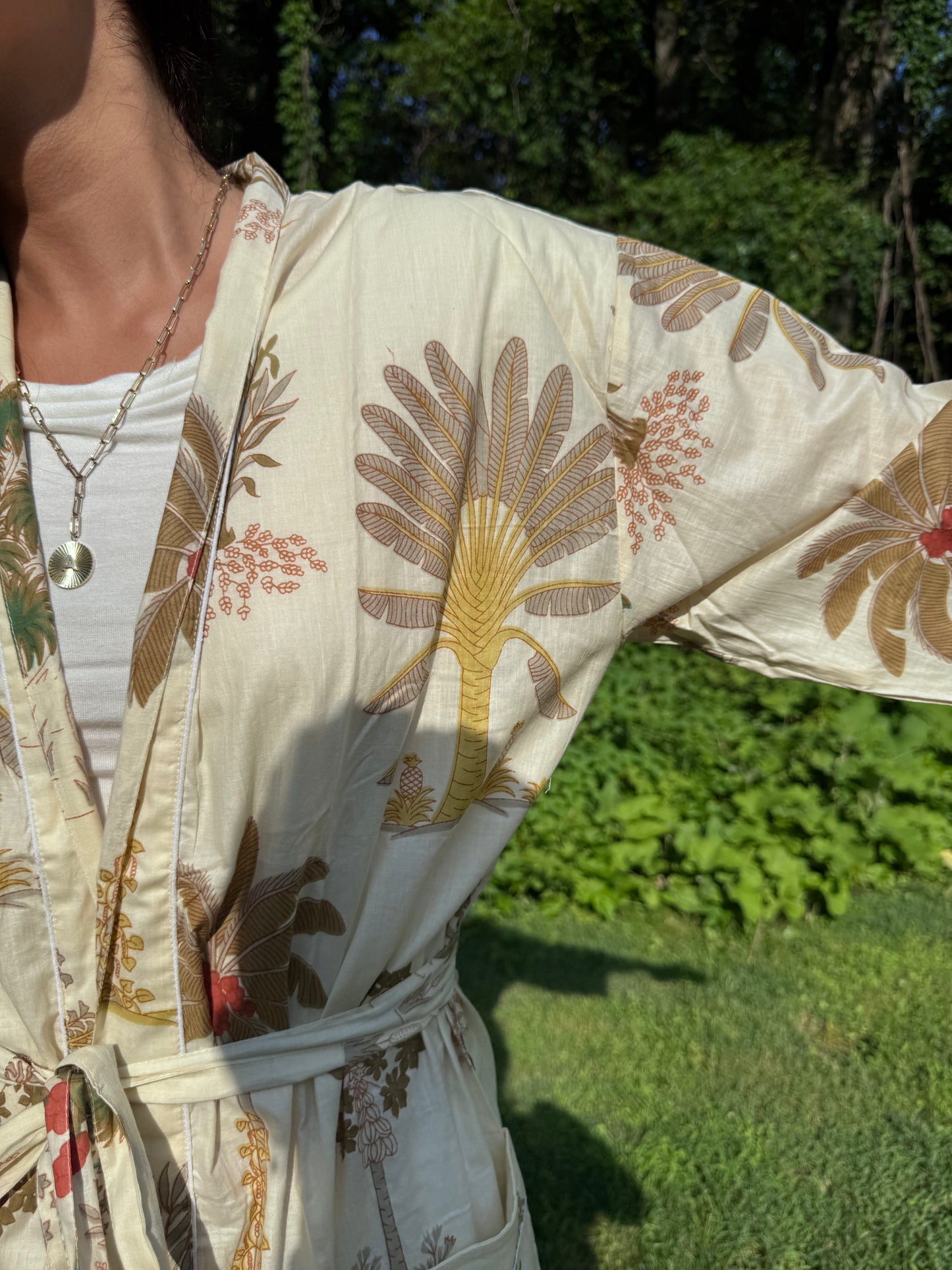 Hand-Block Print Robe | Autumn