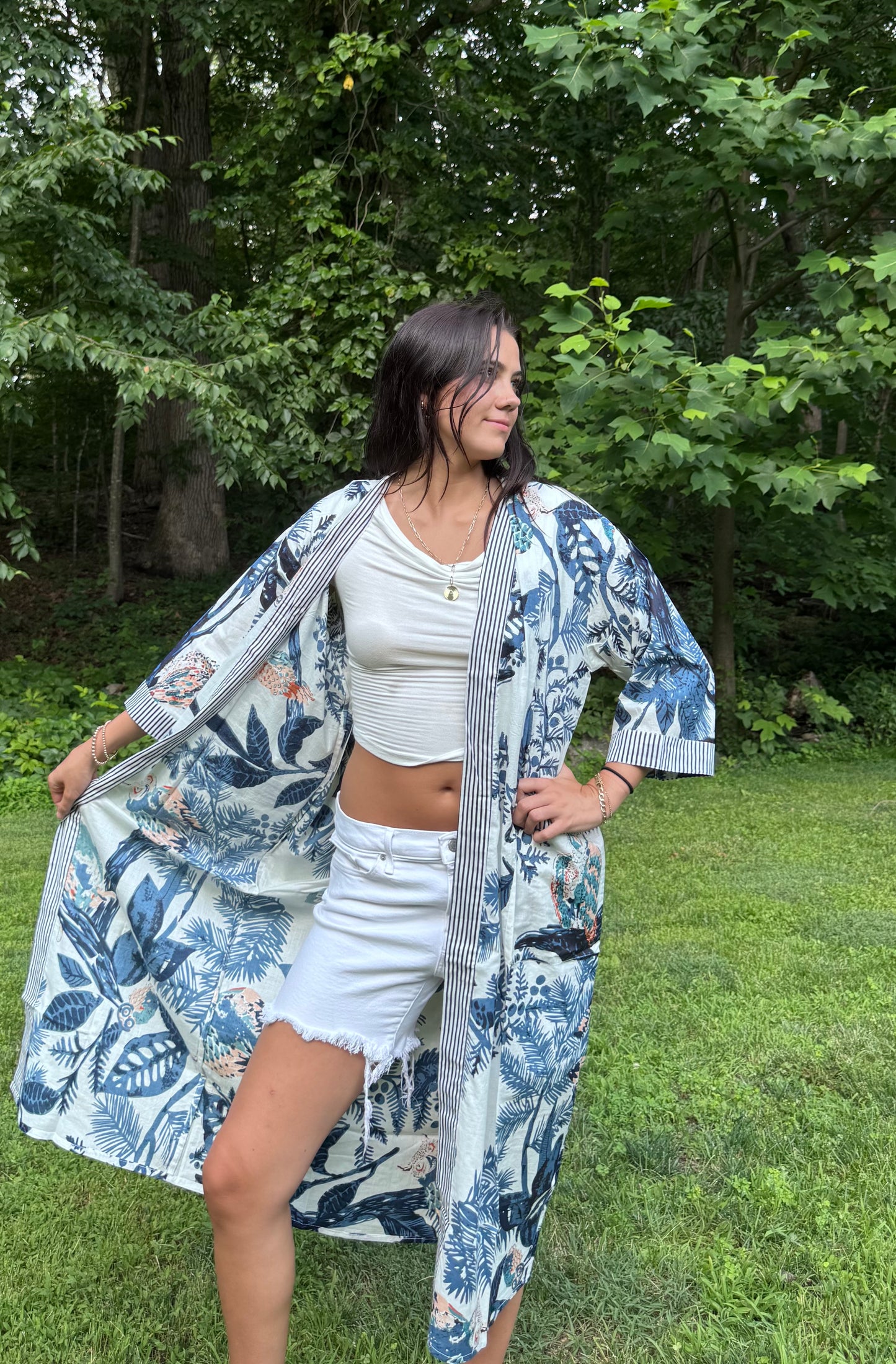 Hand-Block Print Robe | Owl Club