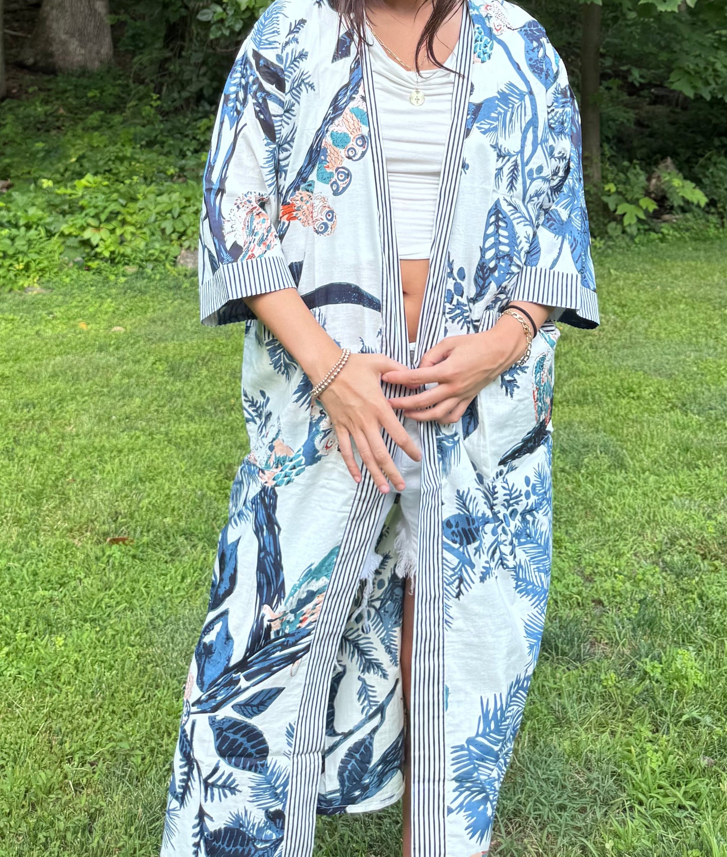 Hand-Block Print Robe | Owl Club