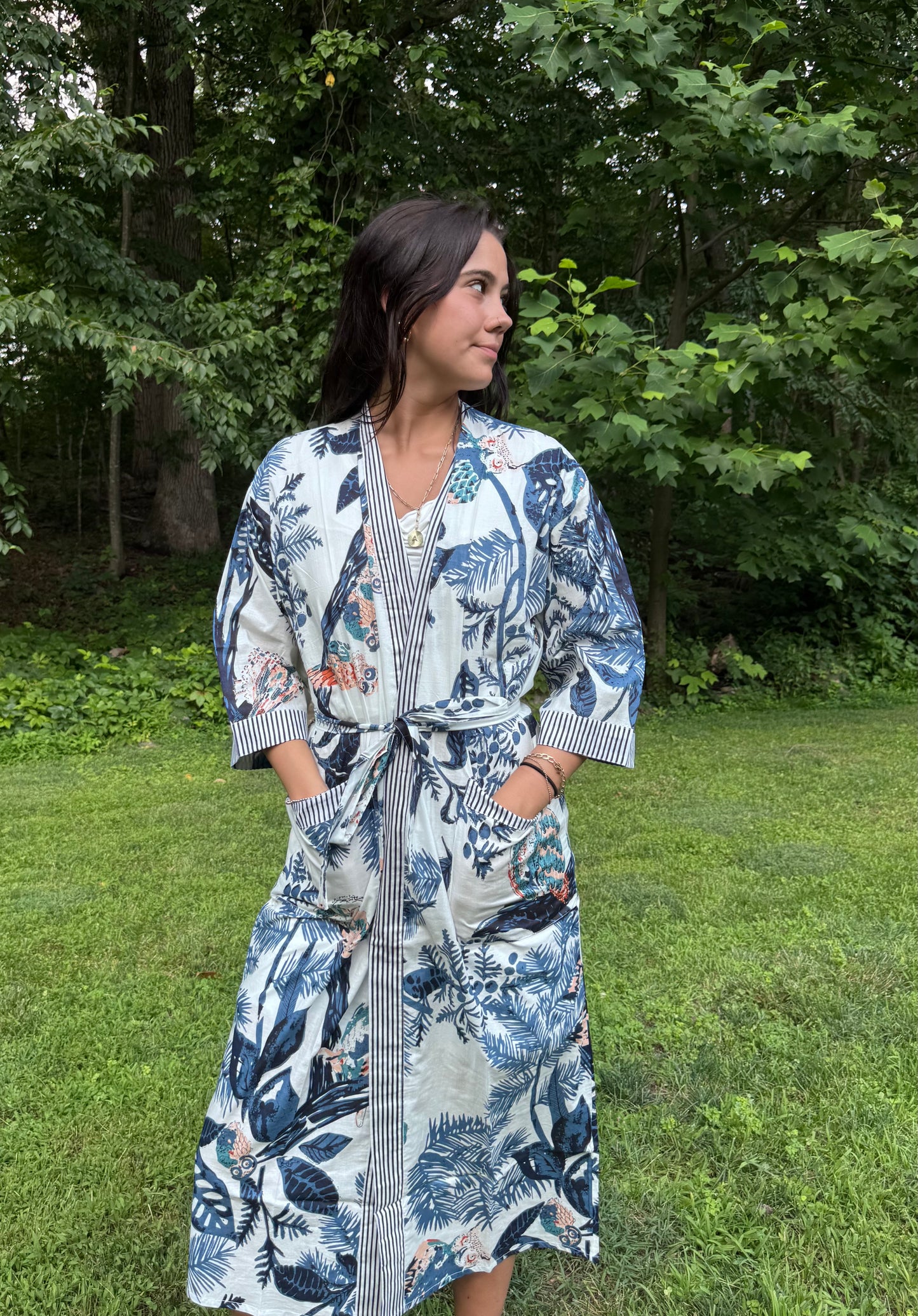 Hand-Block Print Robe | Owl Club