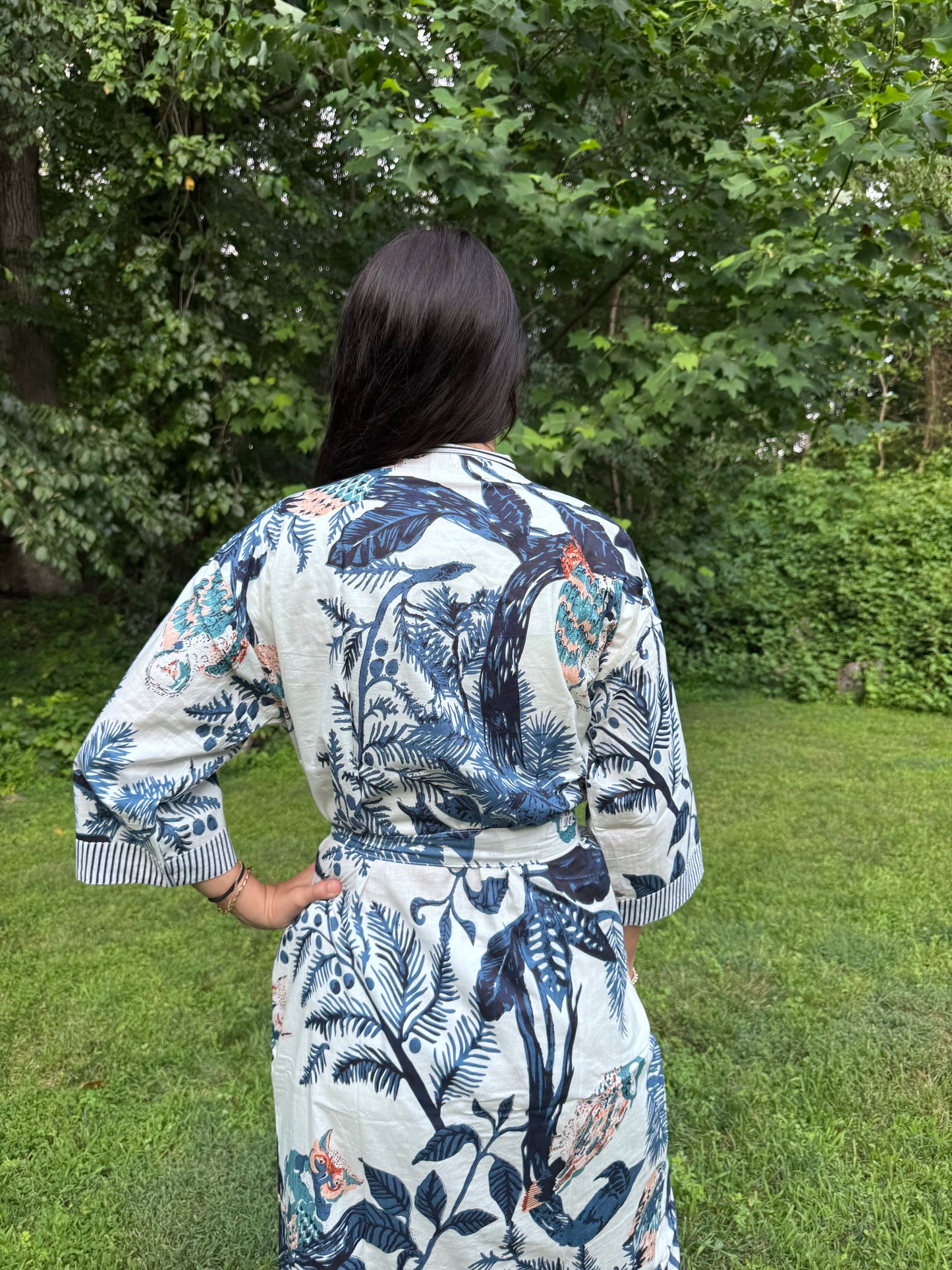 Hand-Block Print Robe | Owl Club