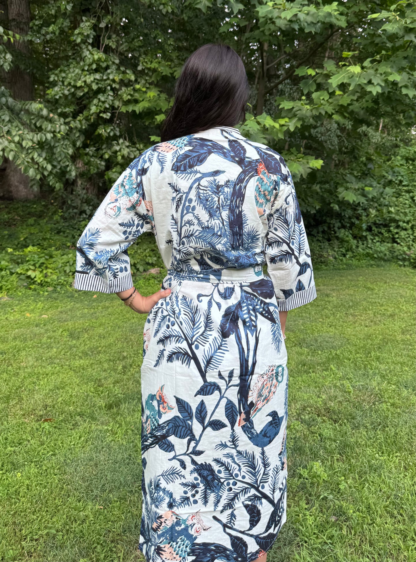 Hand-Block Print Robe | Owl Club