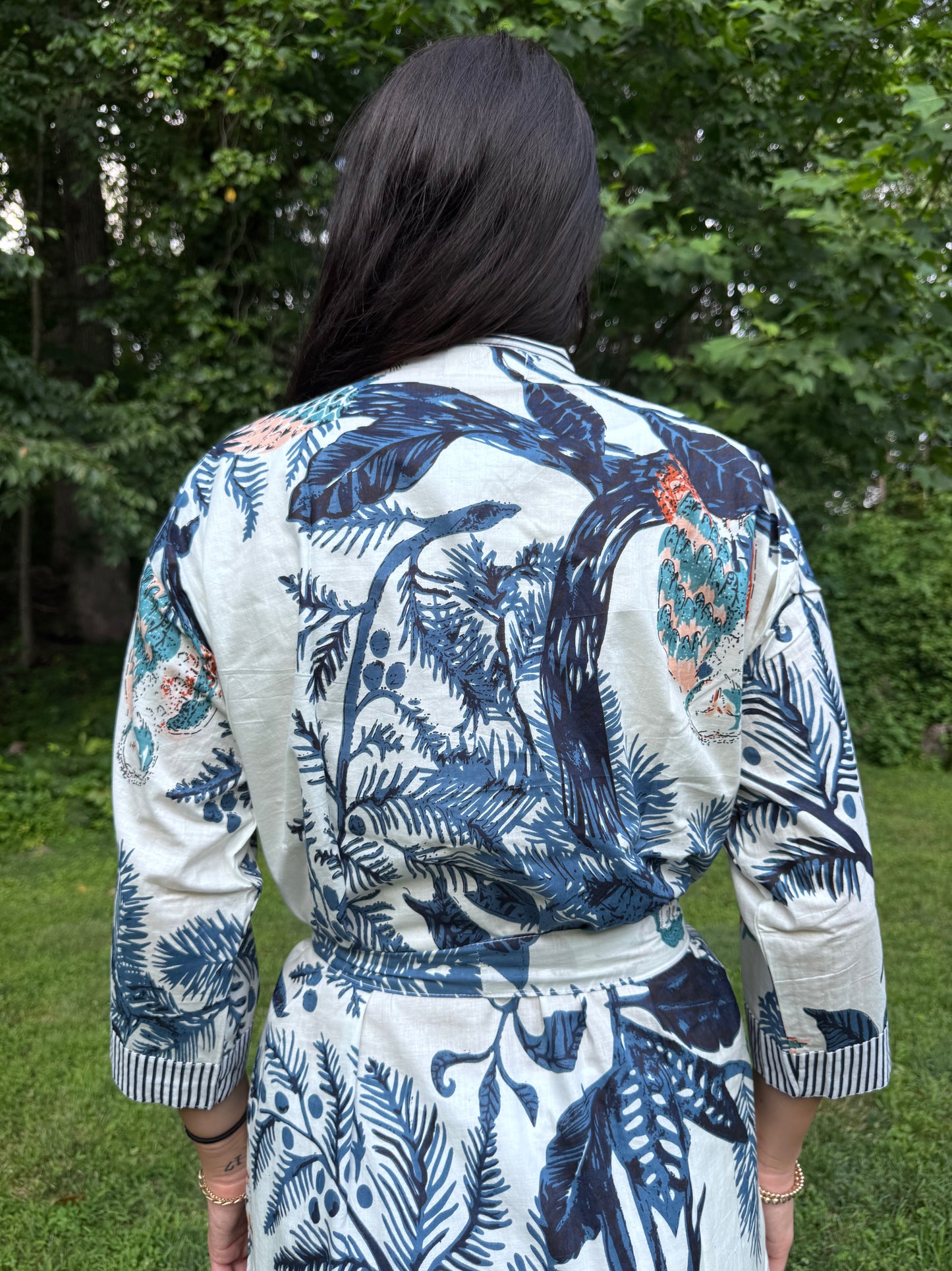 Hand-Block Print Robe | Owl Club