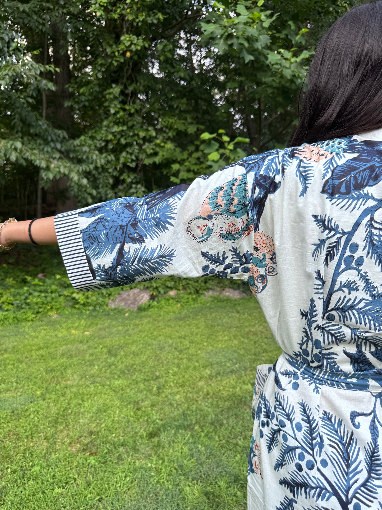 Hand-Block Print Robe | Owl Club