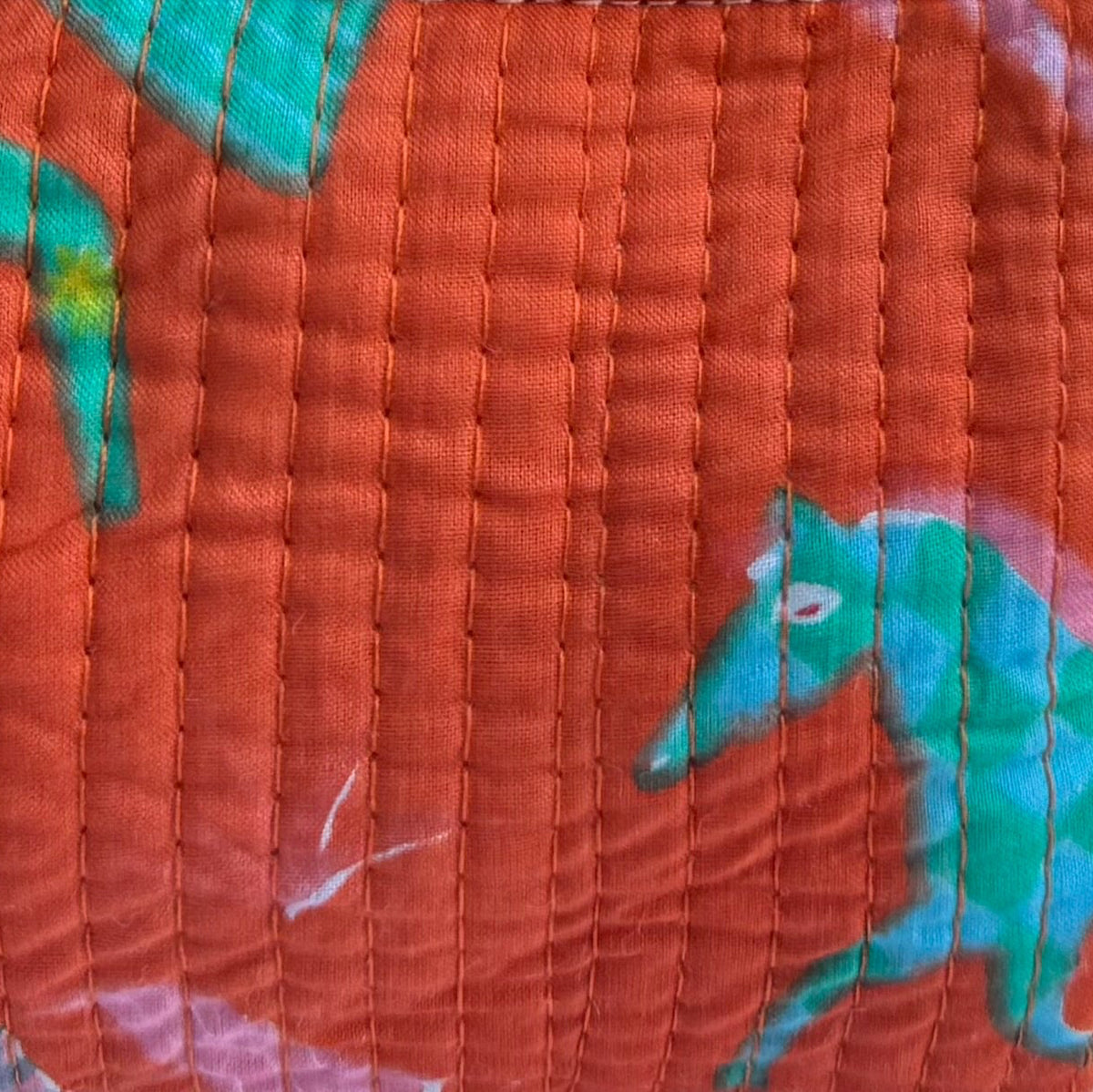 Set of Three Orange Hand-block Printed Travel-Toiletry Bags
