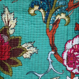 Turquoise Floral Quilted Tote Bag