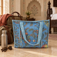 Pale Blue Floral Quilted Tote Bag