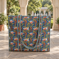 Blue and Orange Floral Quilted Tote Bag