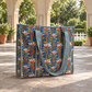 Blue and Orange Floral Quilted Tote Bag