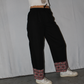 Luxury Cotton Culottes in Black with Red Mughal Floral Trim I Cotton Pants I Womens Pants I Trousers I Formal Pants in Black - DharBazaar