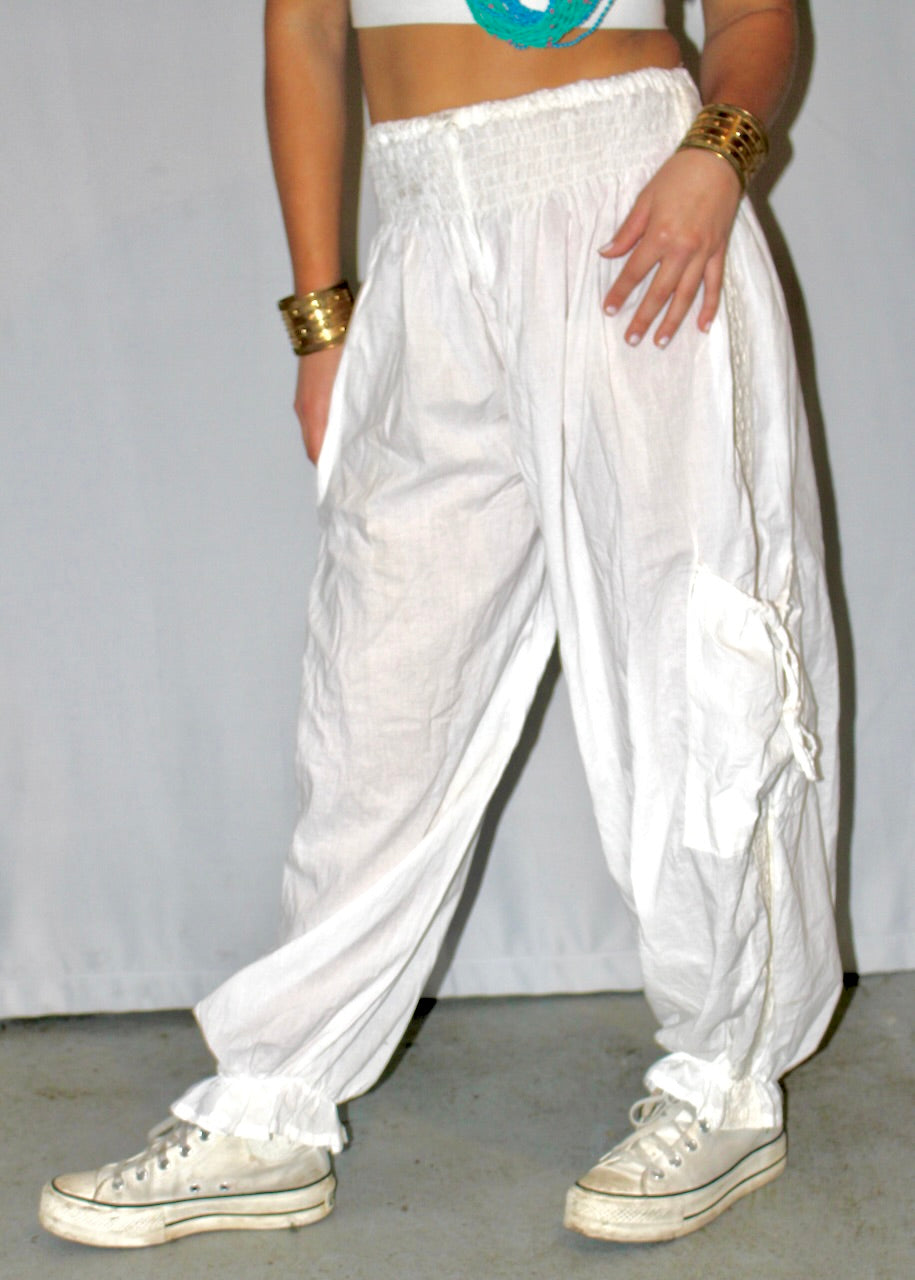 White Haram Pants | Get Ready for Summer | Made with 100% Cotton | Breathable and Flowy Design - DharBazaar