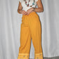 Luxury Cotton Culottes in Yellow with Floral Trim I Cotton Pants I Womens Pants I Trousers I Formal Pants - DharBazaar