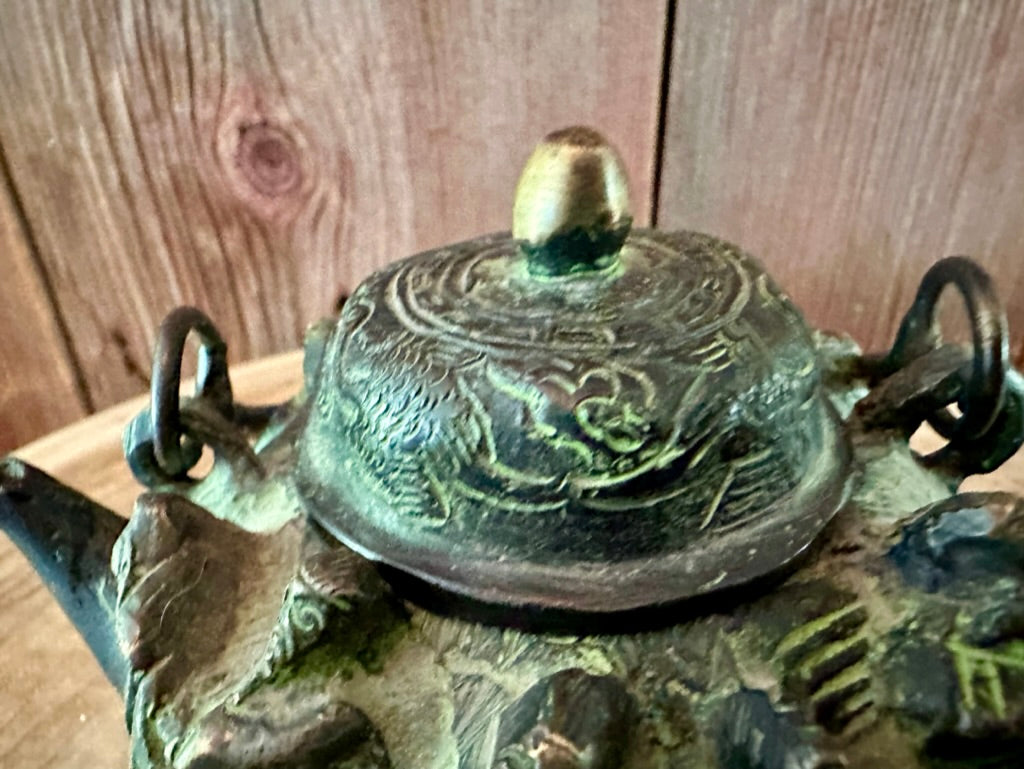 Rare Antique Chinese Bronze Teapot I  Eight Immortals I 18th Century Chinese Bronze I  Chinese Teapot I Gift for him - DharBazaar