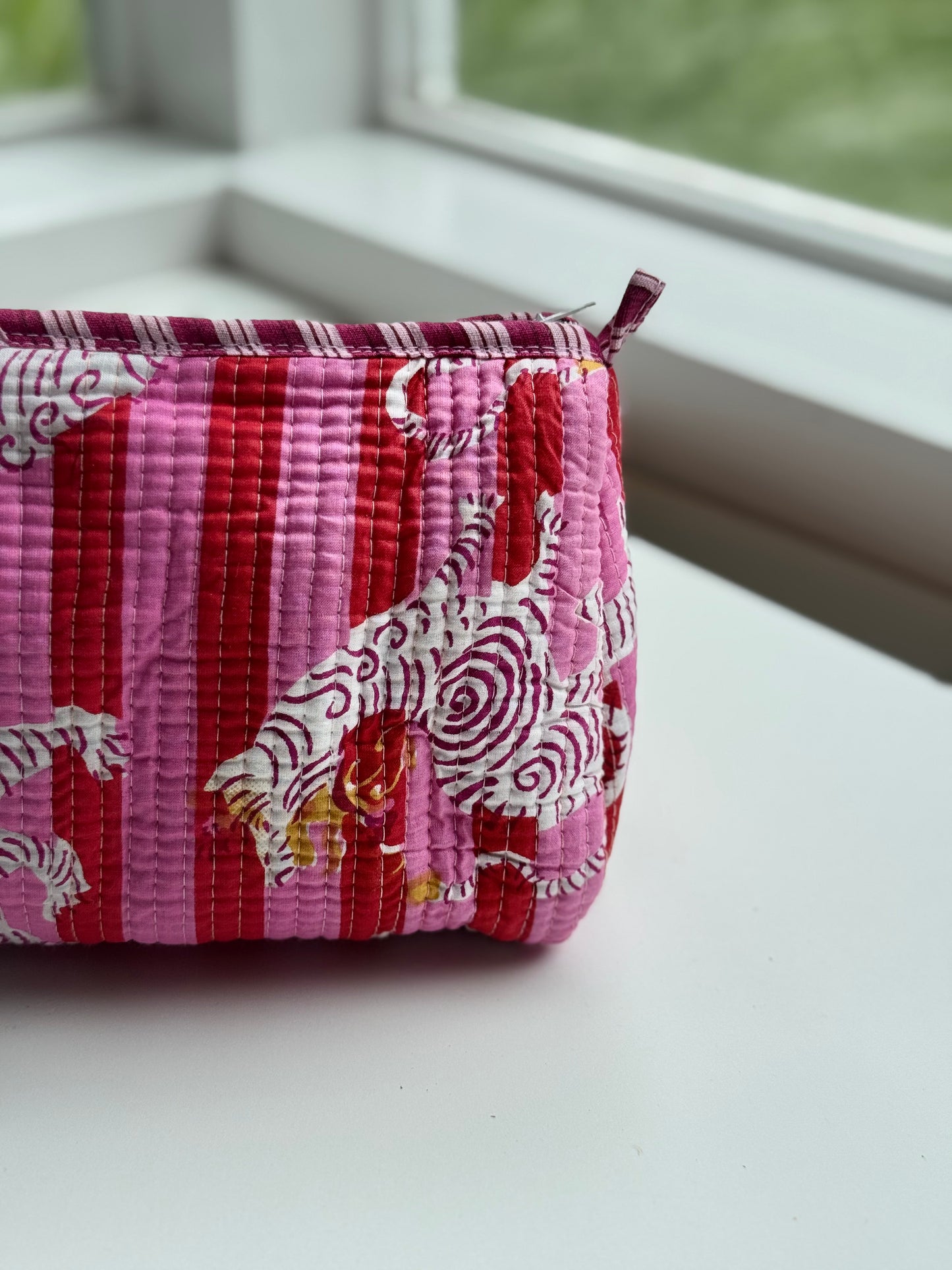 Hand-Block Print Travel Pouch | Set of 3 | Pink Fantasy