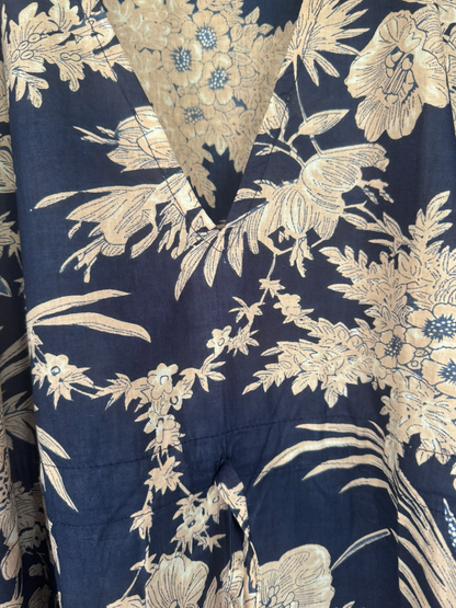 Black and Ivory Floral Kaftan