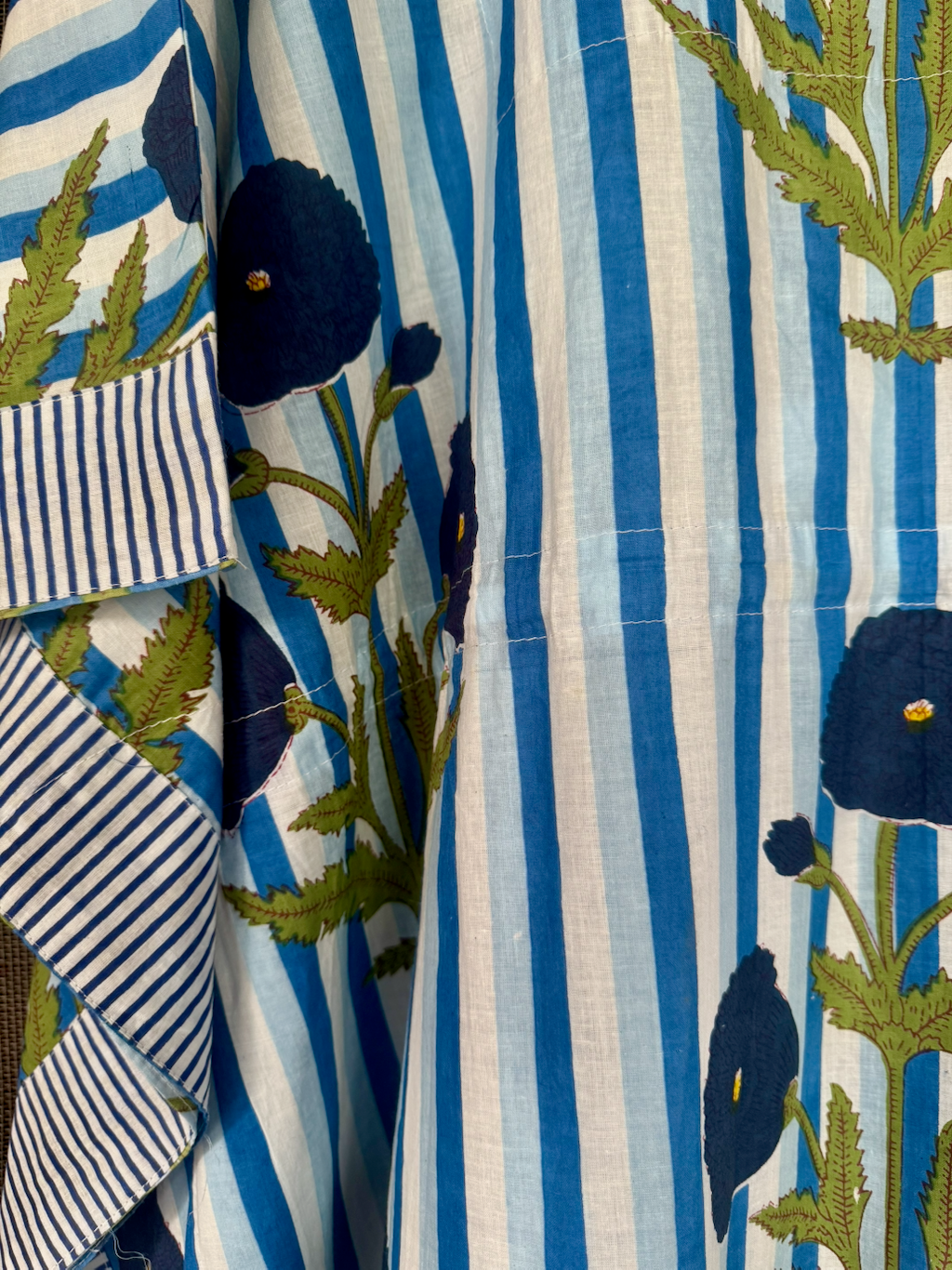 Blue and White Striped Poppy Kaftan