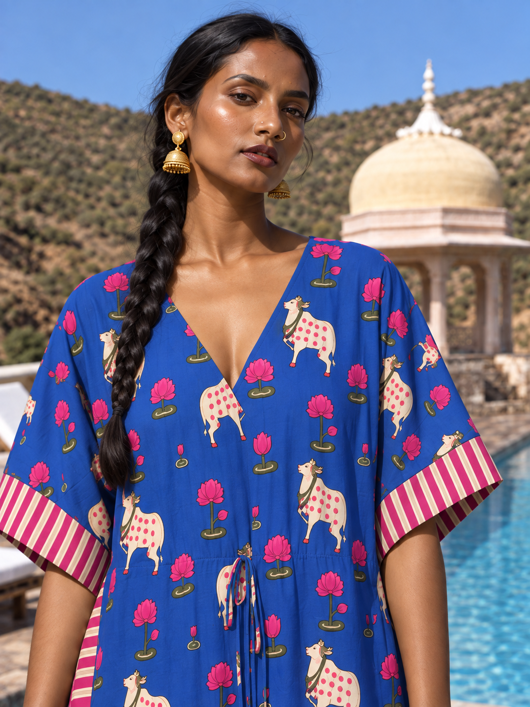 Lotus and Cow Kaftan