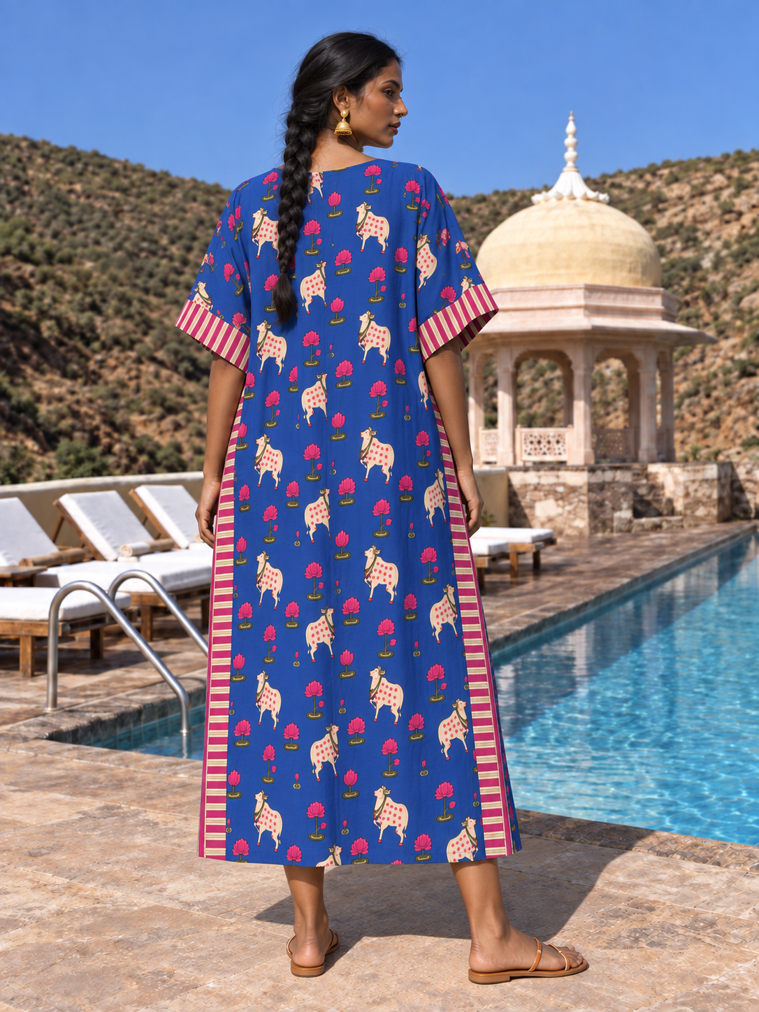 Lotus and Cow Kaftan