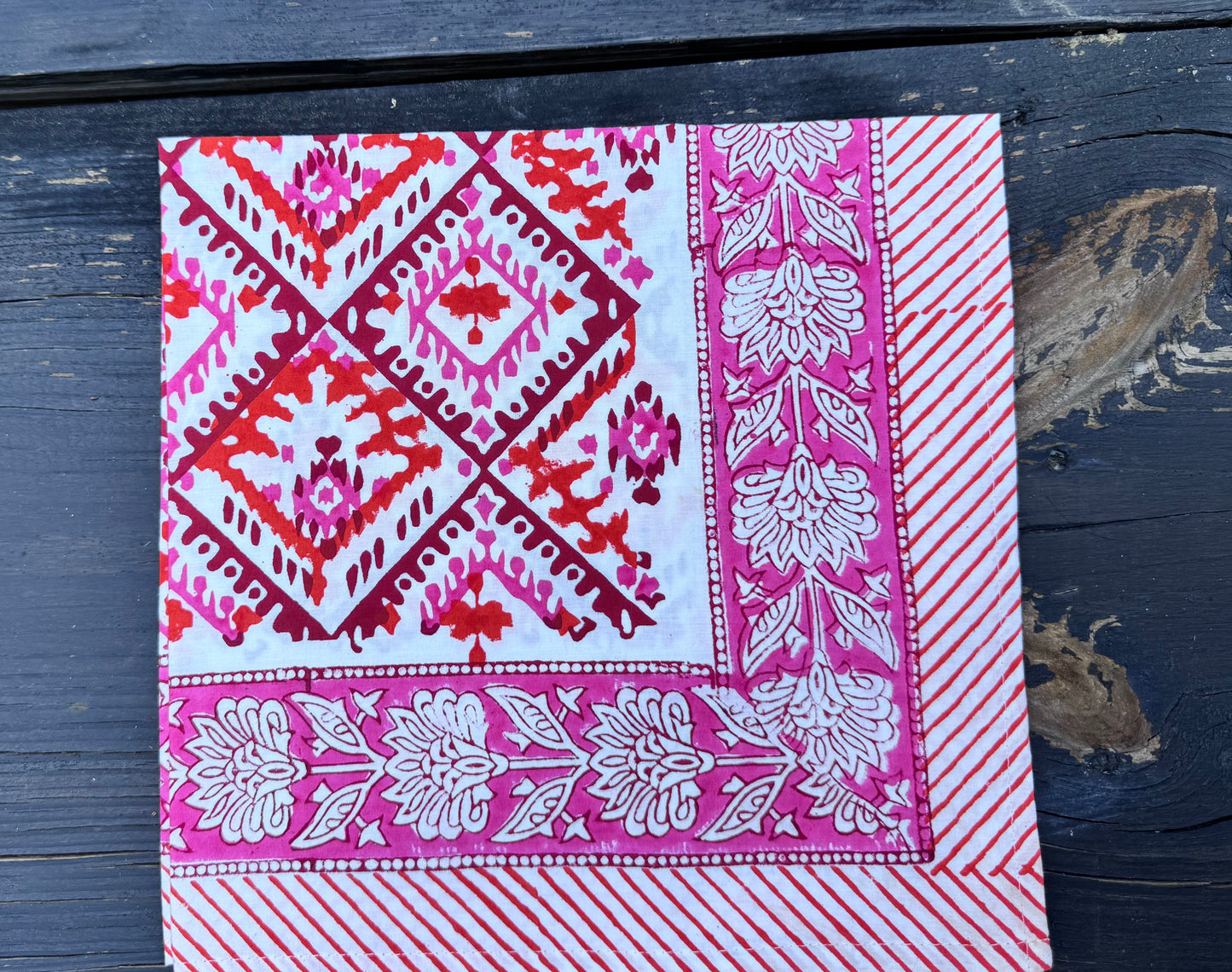 Hand Block Print Table Napkins | Pink Marwar
