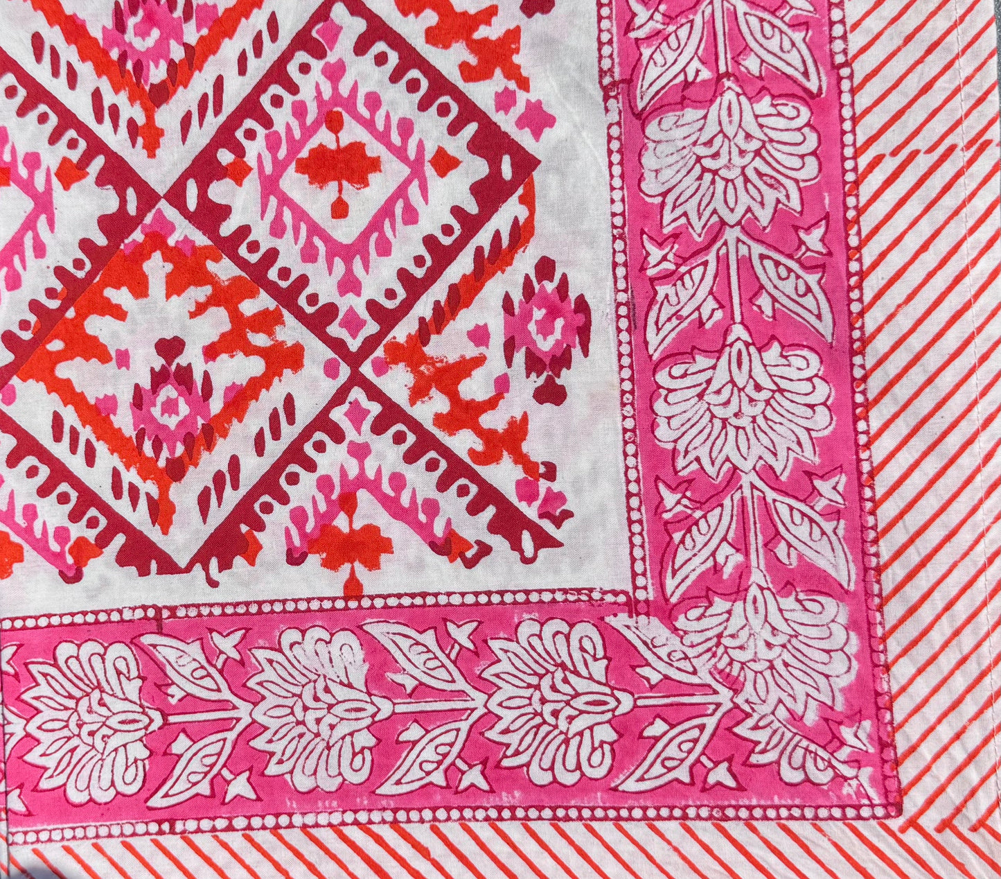 Hand Block Print Table Napkins | Pink Marwar