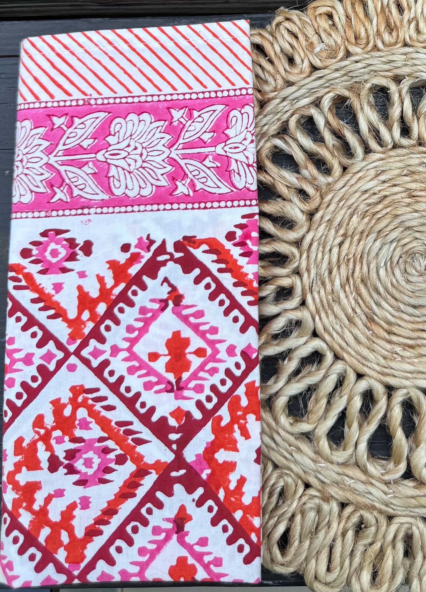 Hand Block Print Table Napkins | Pink Marwar