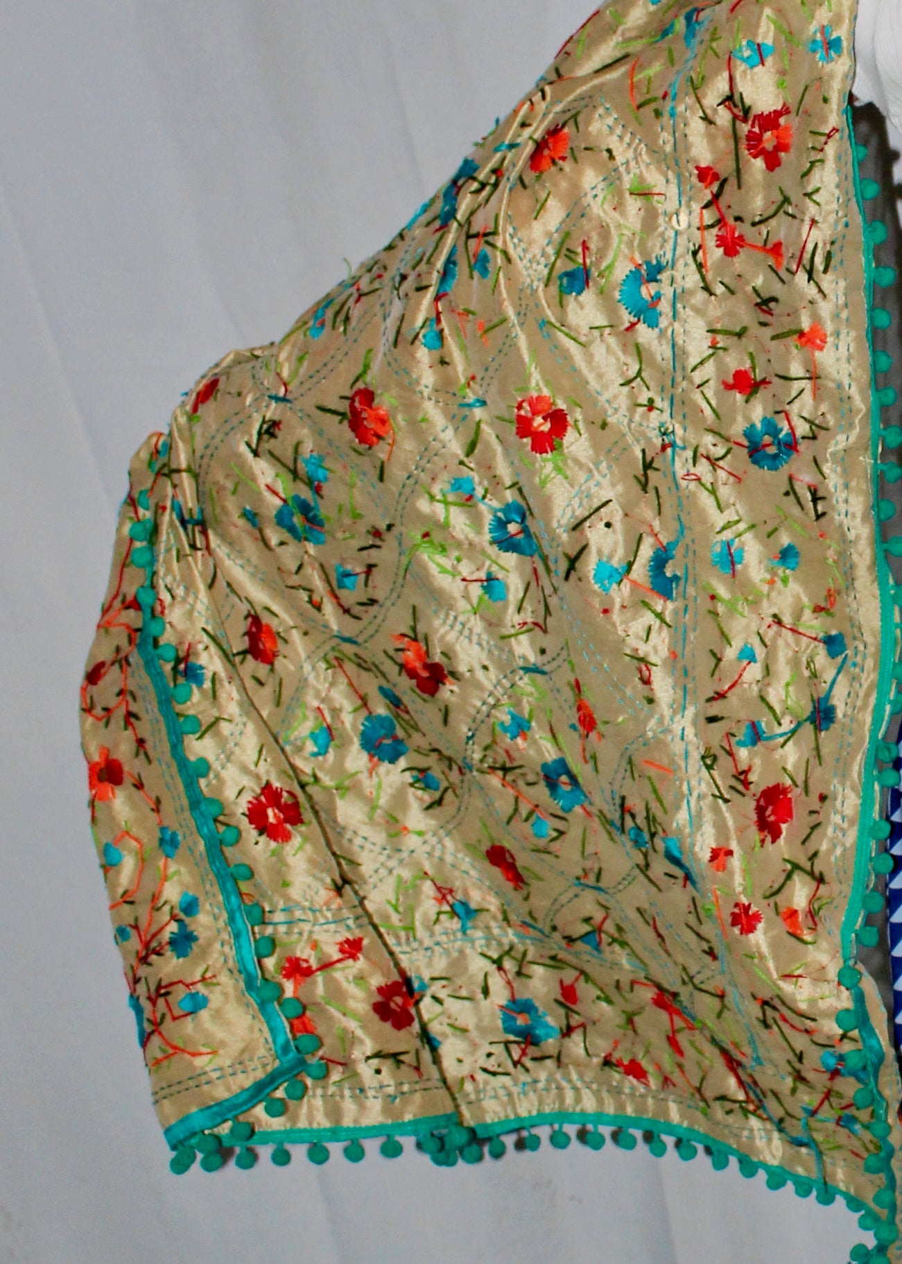 Golden Amritsar Shawl Evening Wrap I Mothers Day Gift I  Phulkari Embroidery I Elegant Evening Wrap - DharBazaar