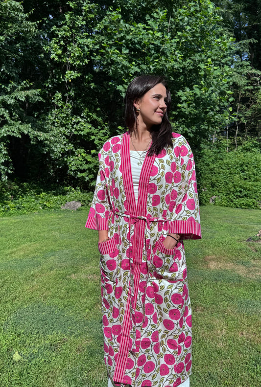 Hand-Block Print Robe | Dahlia