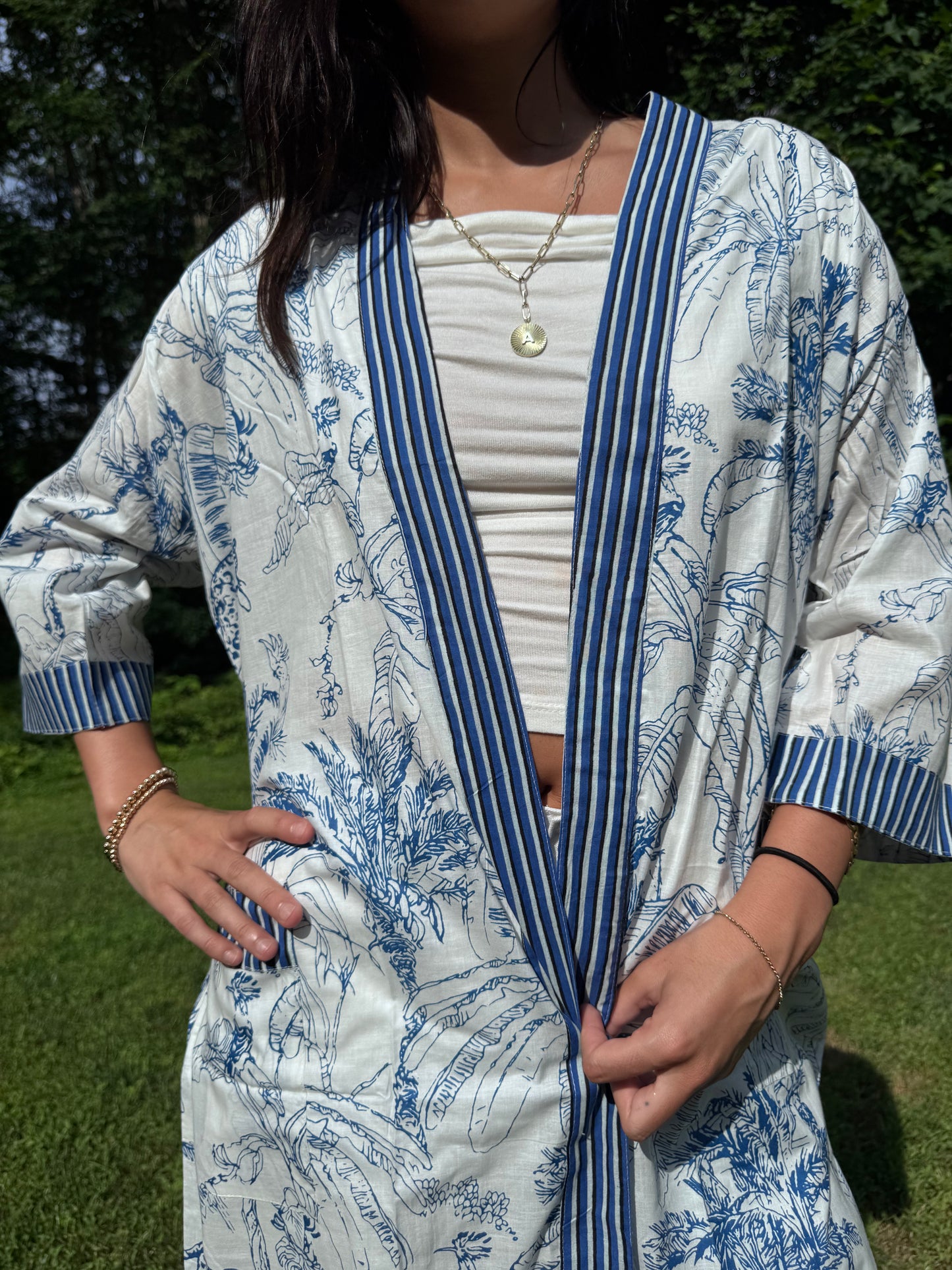 Hand-Block Print Robe | Palm Court