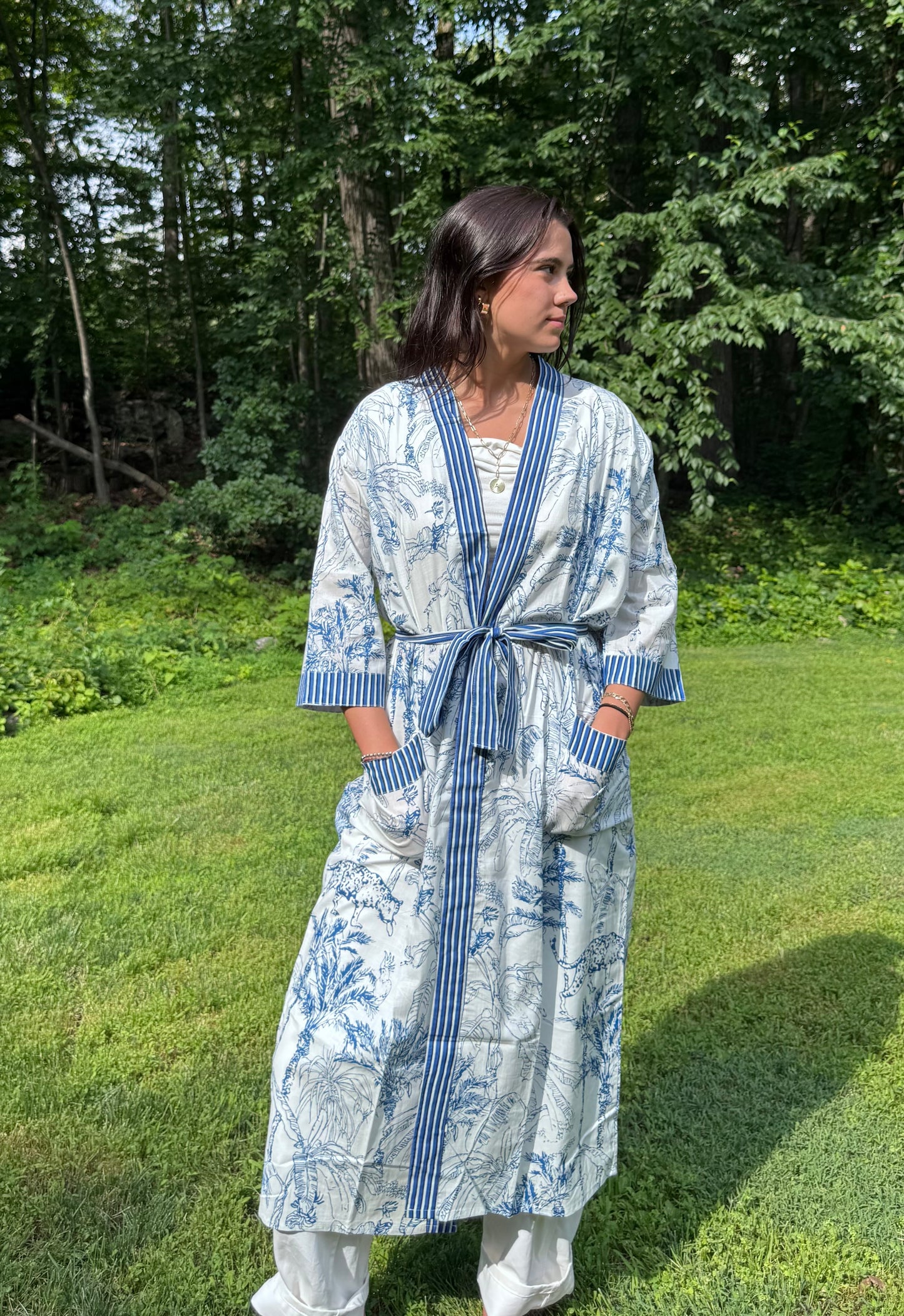 Hand-Block Print Robe | Palm Court