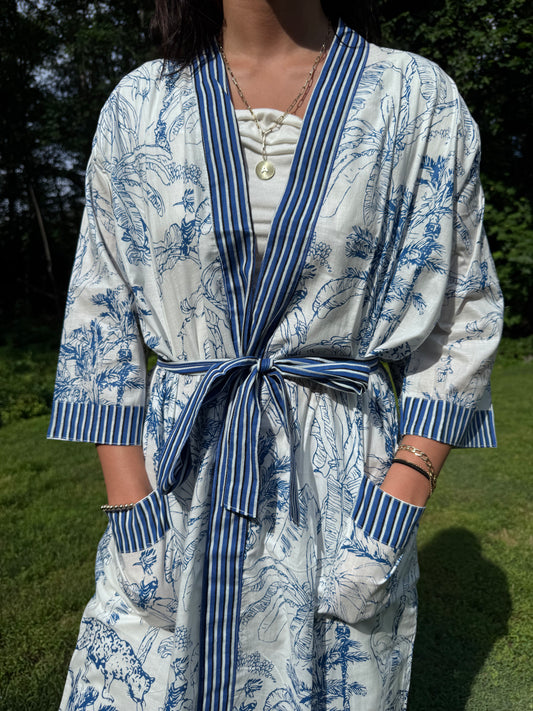 Hand-Block Print Robe | Palm Court