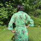 Hand-Block Print Robe | Mint Leopard
